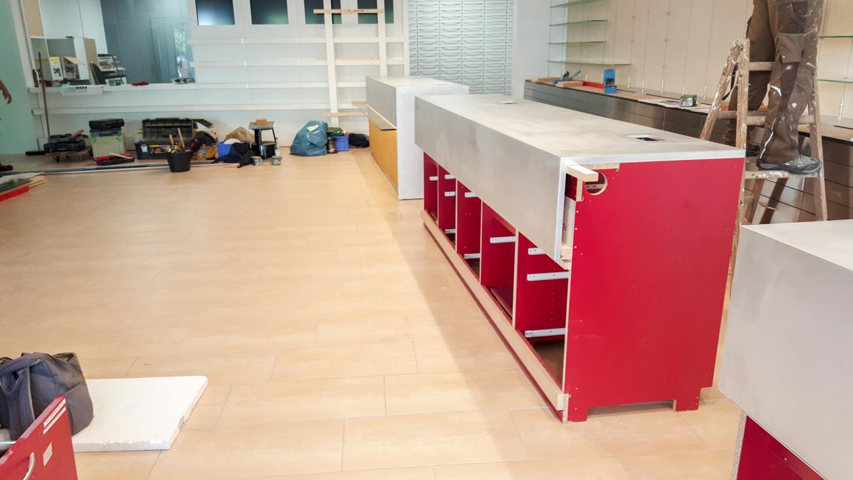Old cabinets with new aluminium top